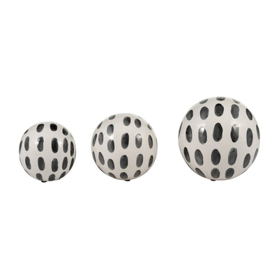 CER, S/3 4/5/6 SPOTTED ORBS, BLK/WHT