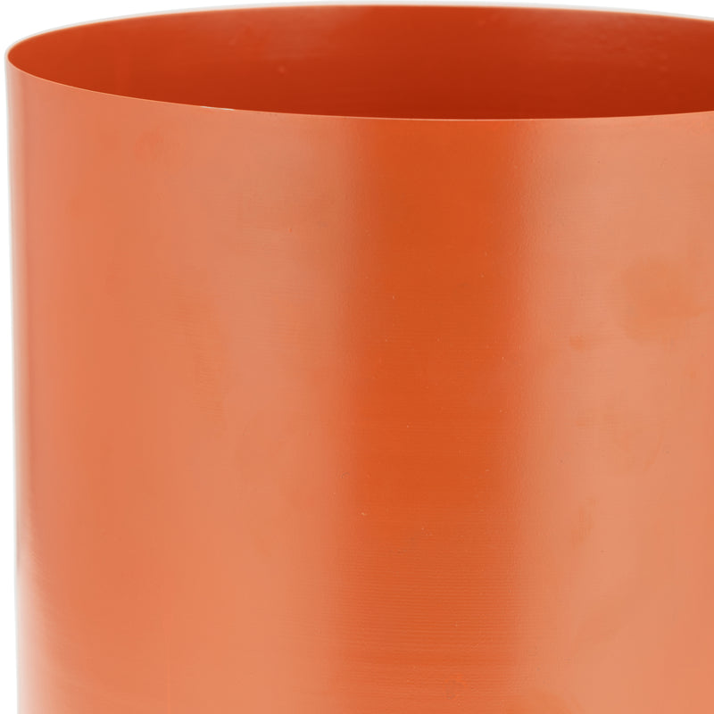 Ec Metal,8,flat Round Base Planter,burnt Orange