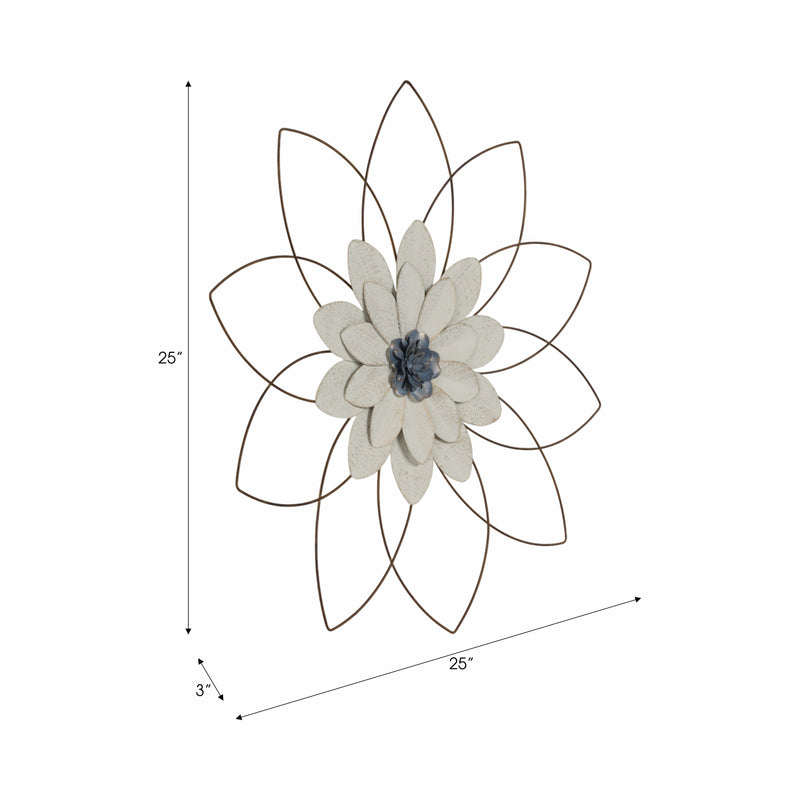 METAL 25 WALL FLOWER, WHITE/BLUE, WB