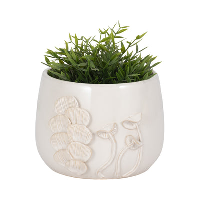 9 Mushroom Applique Planter, Ivory