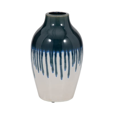 CLAY, 13 DRIP VASE, BLUE/WHITE