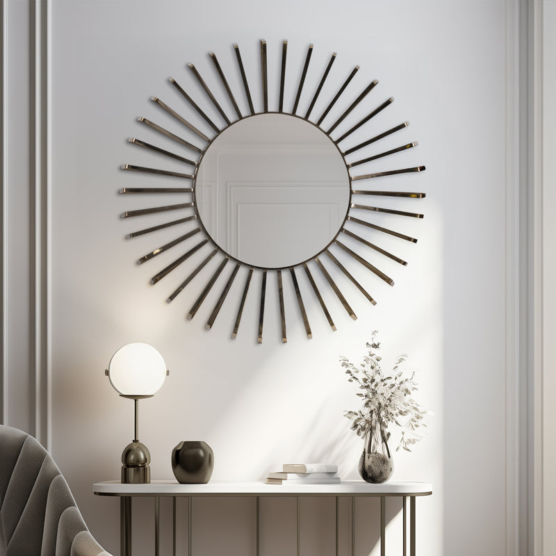 36 METAL, BURST WALL MIRROR, GOLD WB