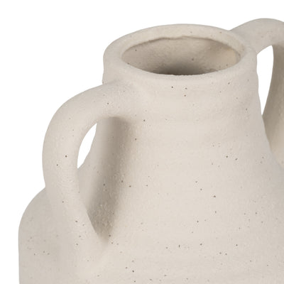 9 Jug Vase W/ Handle Rough Texture, Ivory