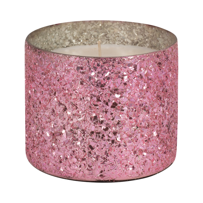 Glass, 5 26 Oz Crackled Scented Candle, Pink