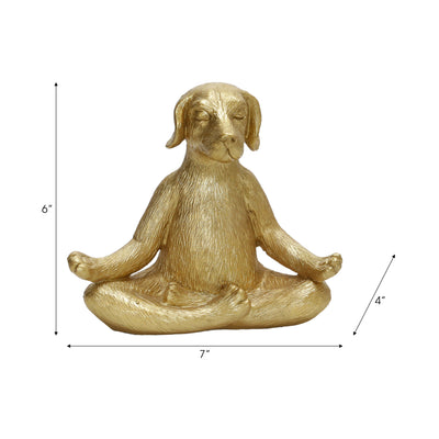 Polyresin 7 Yoga Dog, Gold