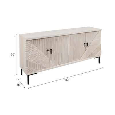 60 Harlow Carved Wood Sideboard, White Washed