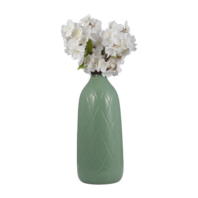 CER, 16 PLAID TEXTURED VASE, DARK SAGE