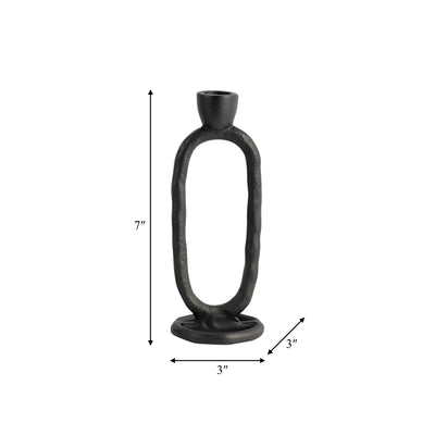 METAL, 7 OPEN OVAL TAPER CANDLEHOLDER, BLACK