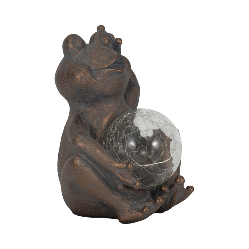 7 Frog With Solar Orb, Antique Copper