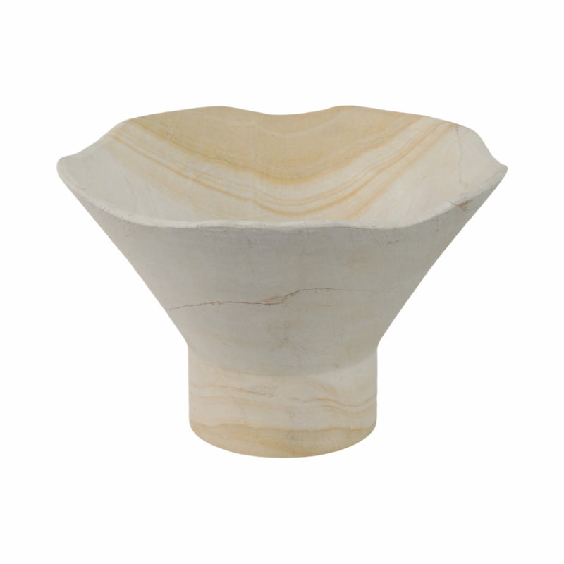 9 Sandstone Pedestal Bowl, Tan