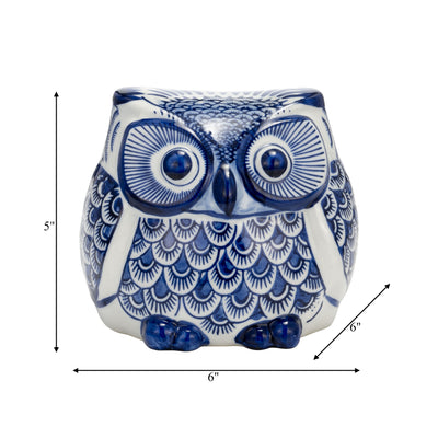 CER, 5H CHINOISERIE OWL, BLUE/WHITE