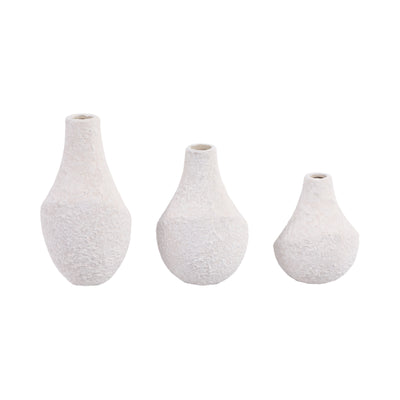 S/3 5/7/9 Klamath Cream Ceramic Vases