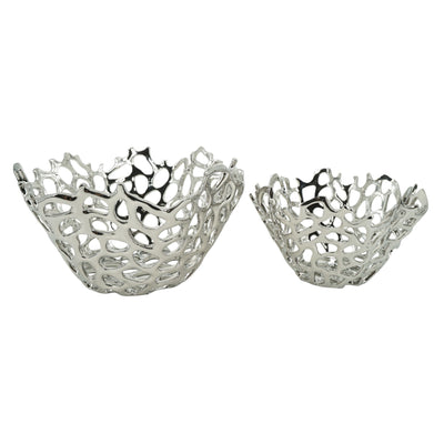 S/2 10/13 Steffi Silver Ceramic Bowls