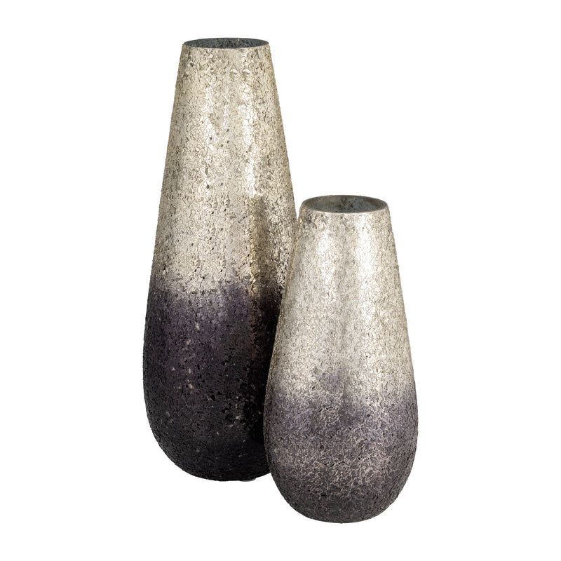 18 CRACKLED VASE, PLUM OMBRE