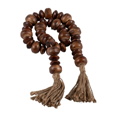 WOOD, 26 FLAT BEADS GARLAND, NATURAL