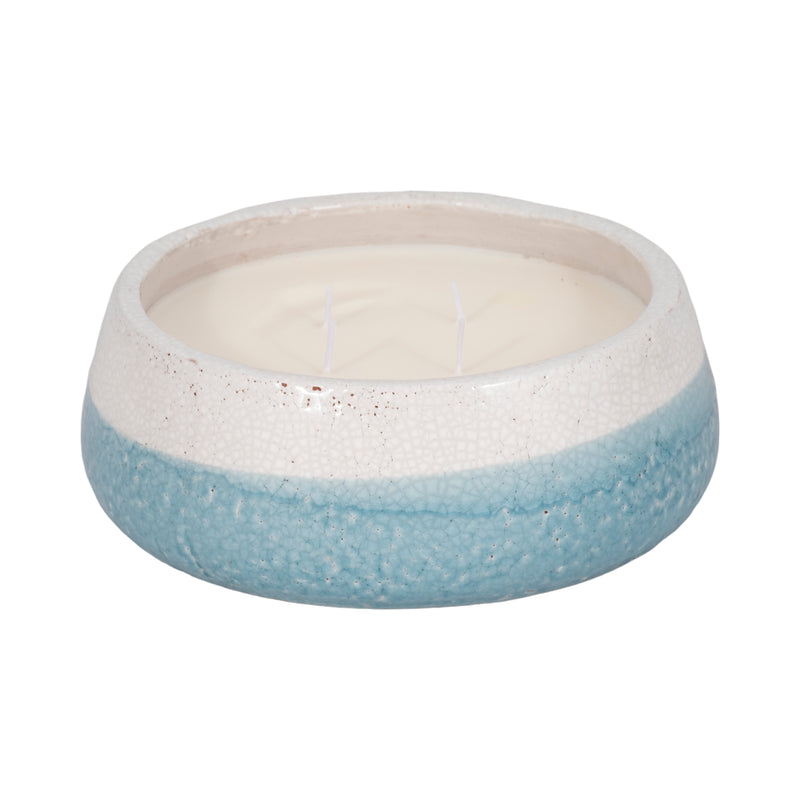 10 35 Oz Moco Bamboo Bowl Candle, Light Blue