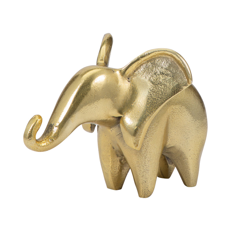 Metal, 7 Trunk Up Elephant, Gold