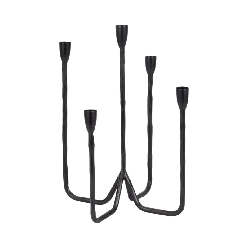 16 Forged 5-taper Candle Holder, Black