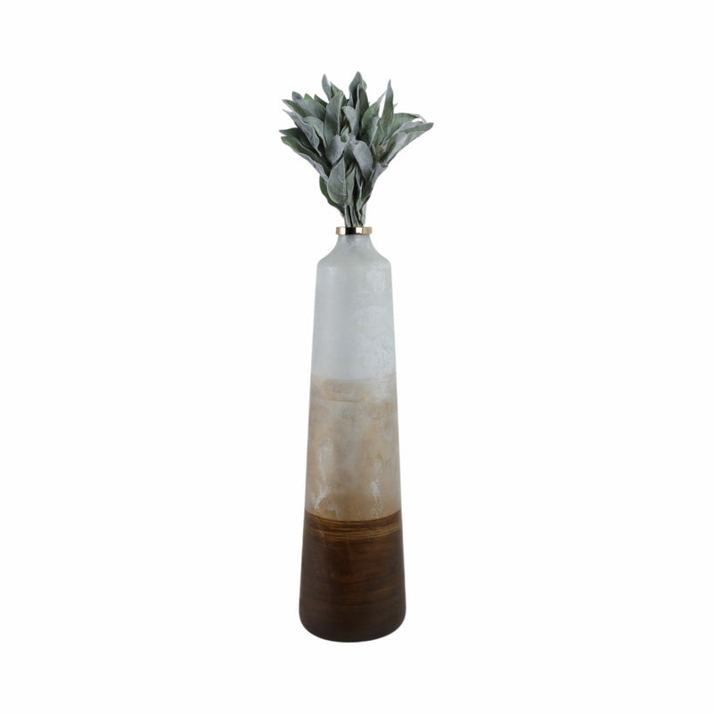 31 Gold Ombre Floor Vase, White/gold