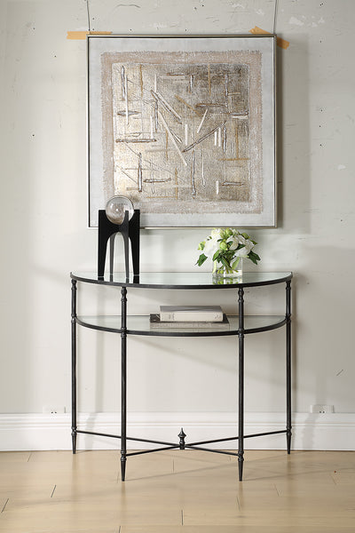 Henzler 91 W x 76 H x 45 D Demilune Console Table with Mirror Top