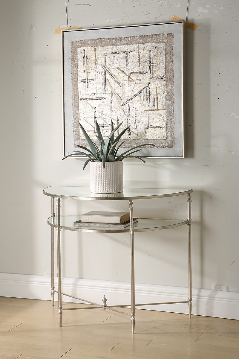 Henzler 91 W x 76 H x 45 D Demilune Console Table with Mirror Top