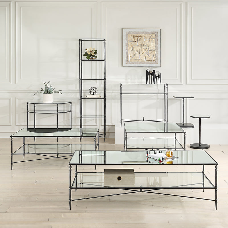 Henzler 91 W x 83 H x 35 D Silver Rectangle Console Table with Mirror Top