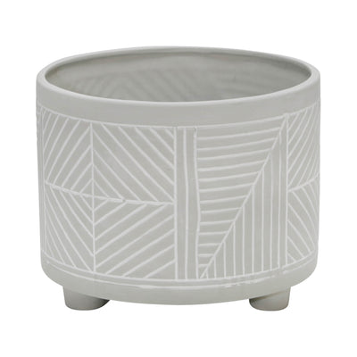 S/2 CERAMIC DIAMOND FOOTED PLANTER 10/12, GRAY