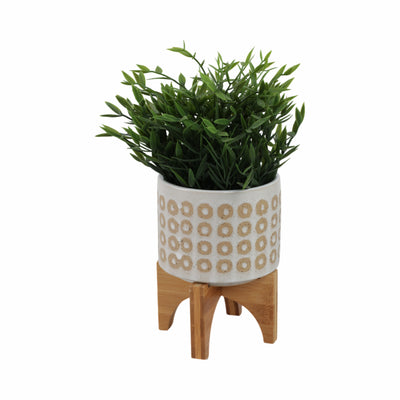 5 CIRCLES PLANTER W/ STAND, WHITE