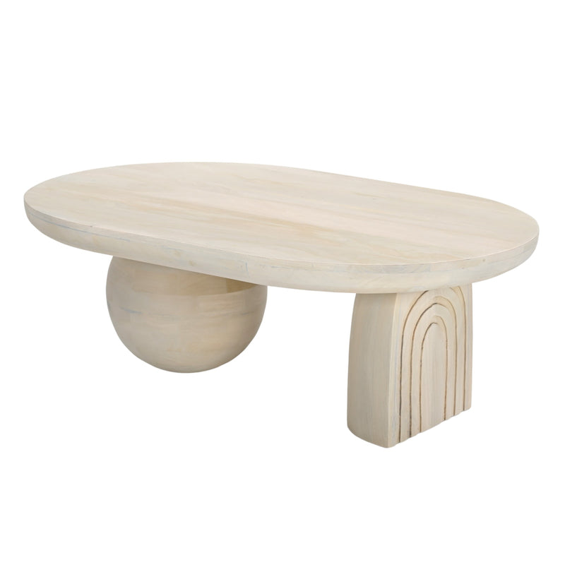 Wood, 42 Orb Coffee Table, Antique White