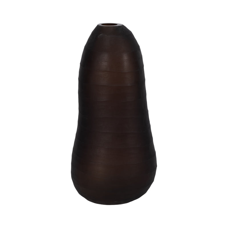 Glass, 17 Ridged Vase, Smokey Brown