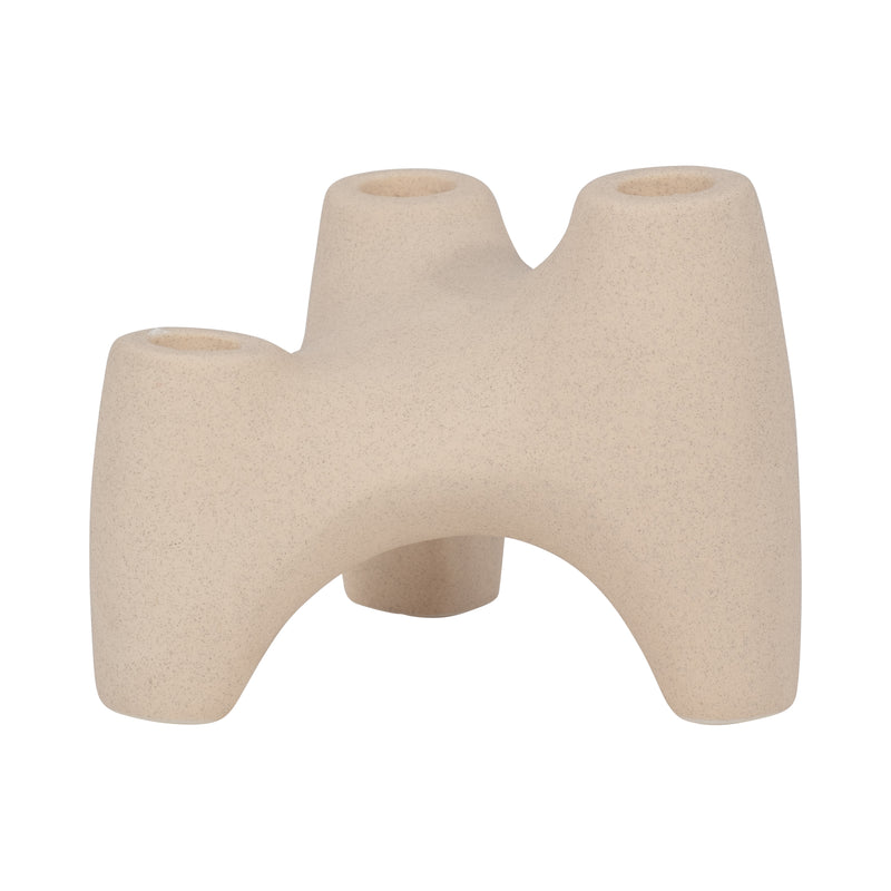 Stoneware, 6 3-taper Candle Holder, Ivory