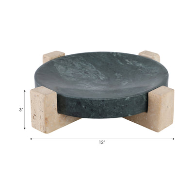 12 Archer Small Green Marble And Travertine Tray