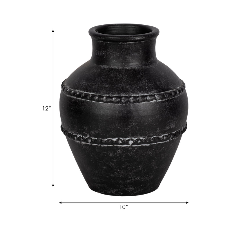 12 Traditional Terracotta Vase, Black