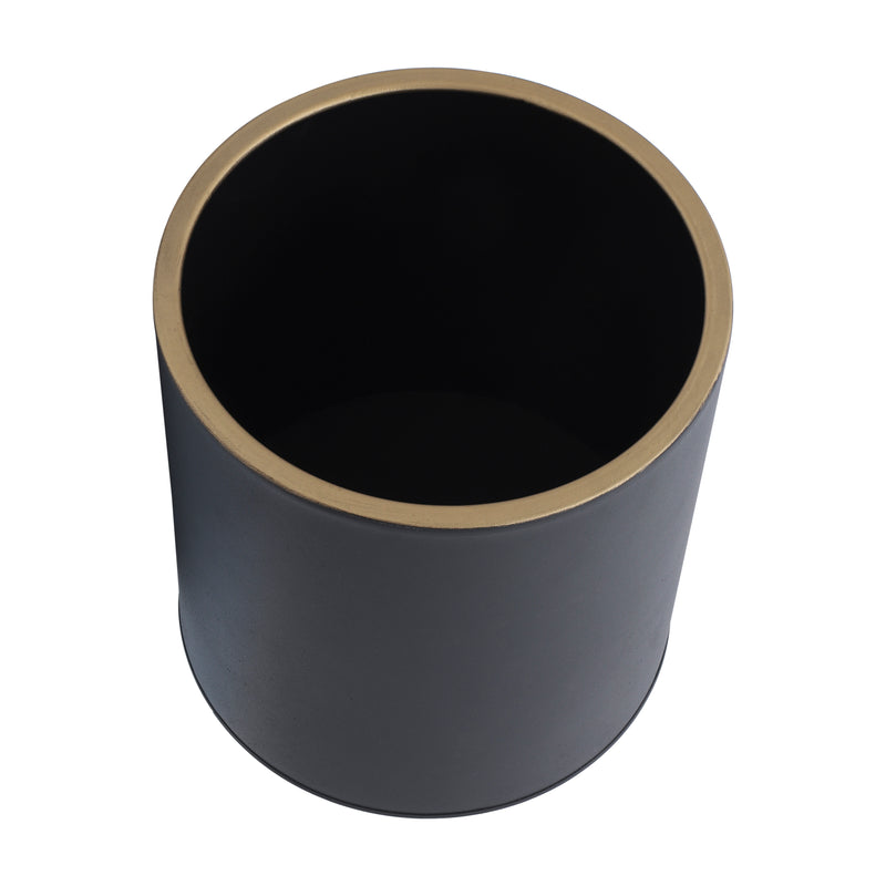 S/2 PLANTER ON METAL STAND, BLACK/GLD