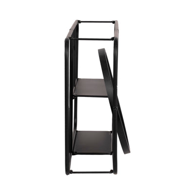 METAL. 29L WALL SHELF W/ MIRROR, BLACK