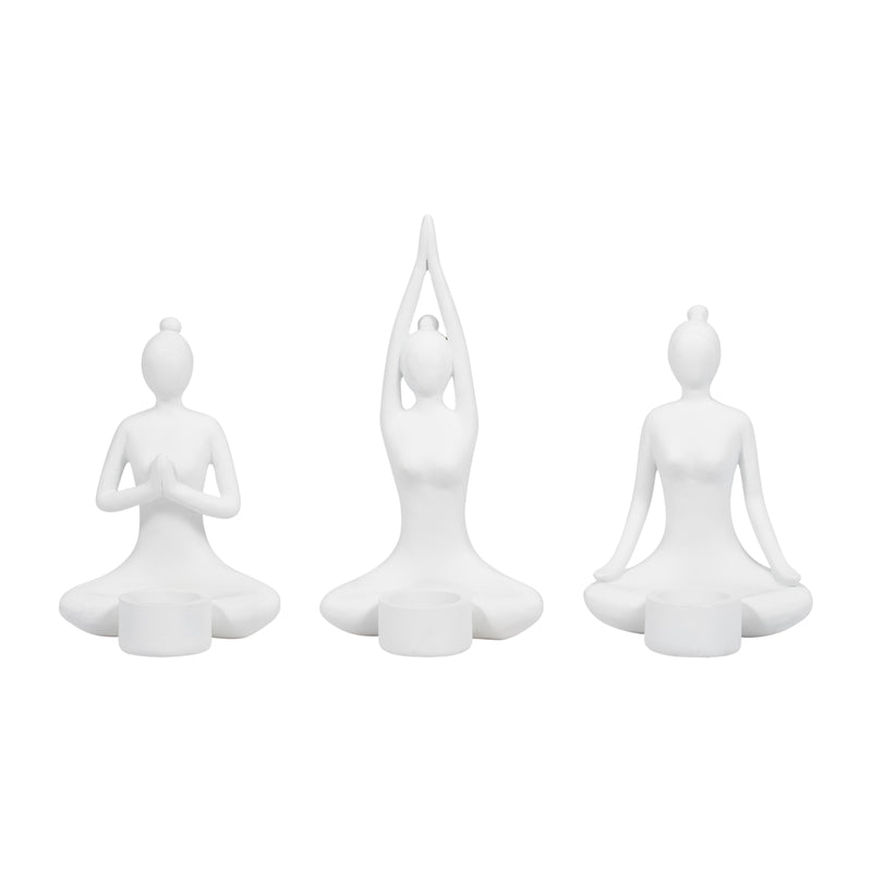 S/3 9 Resin Candle Holder,white