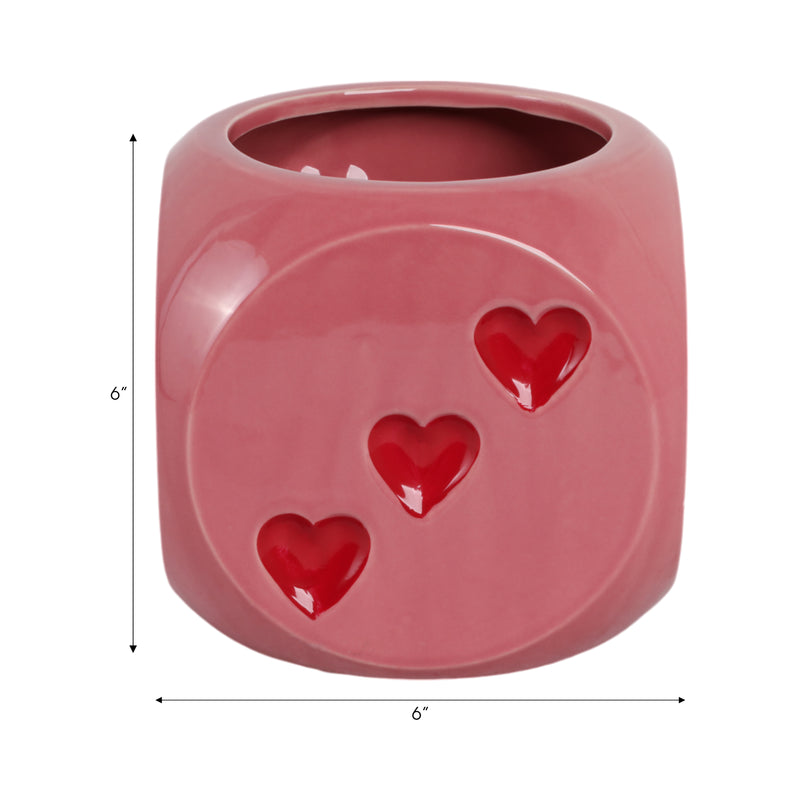 6 Dice Planter, Pink/red