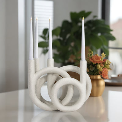 15 Looped 4-taper Candleholder, White