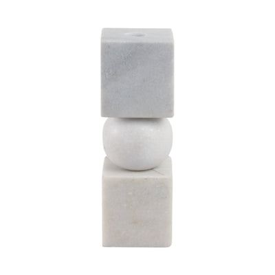 9x3 Chunky Marble Taper Holder, White