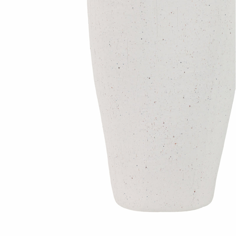 16x7 Textured Organic Vase Reactive Inside, White