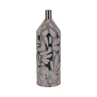 22 Solvay Oversized Tribal Vase, Blk Pearl Metllc