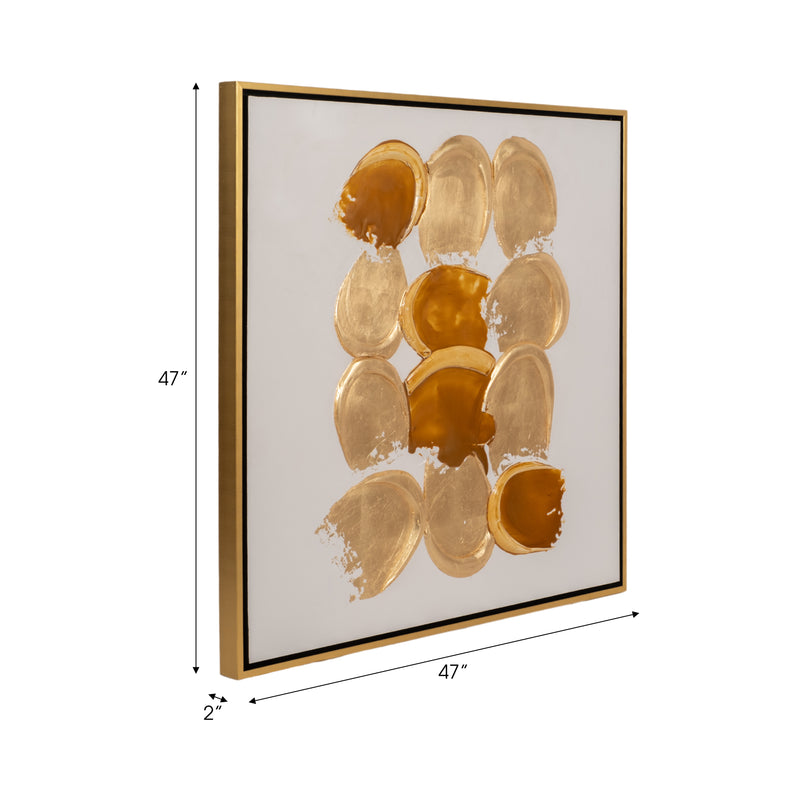 47x47 Hand Painted Gold Rocks, Gld/wht