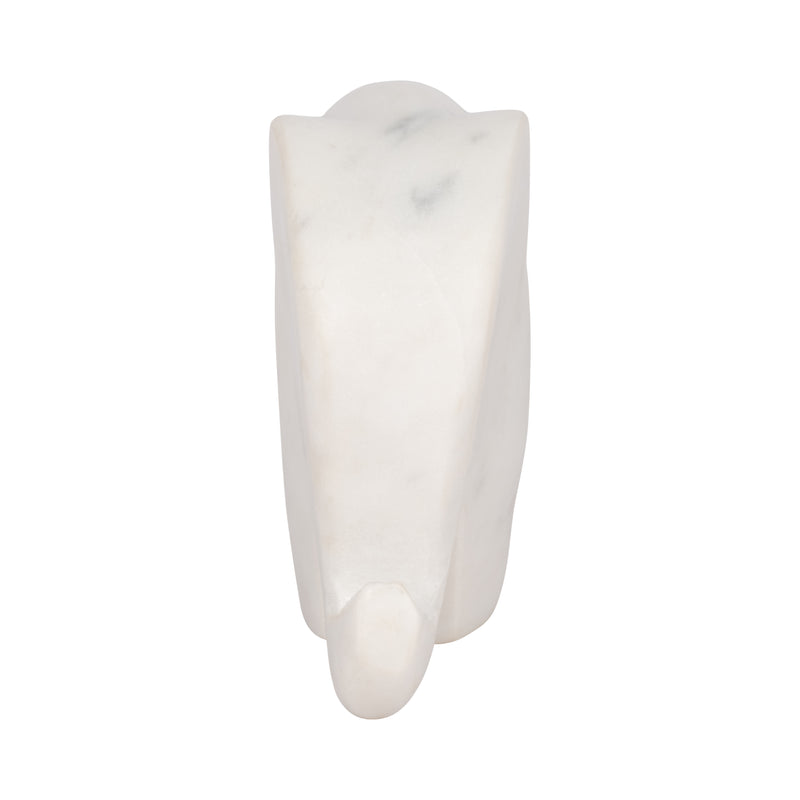 6 Trunk Up Marble Elephant, White