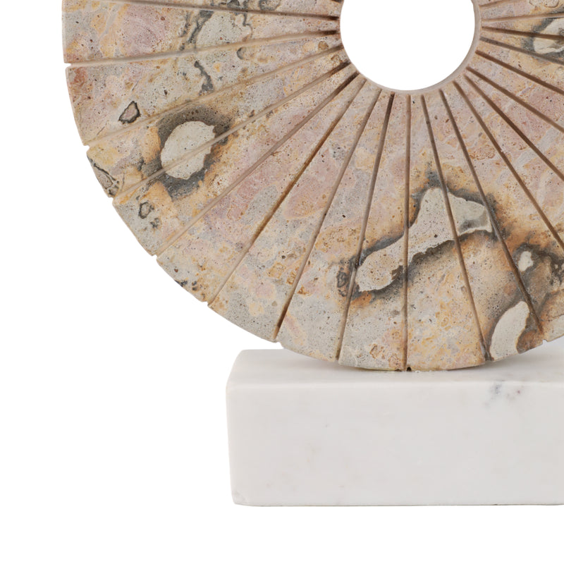 12 Pompano Beige Marble Disk Statuary