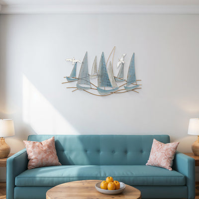 36 Sailboat Scene Metal Wall Decor, Multi Wb