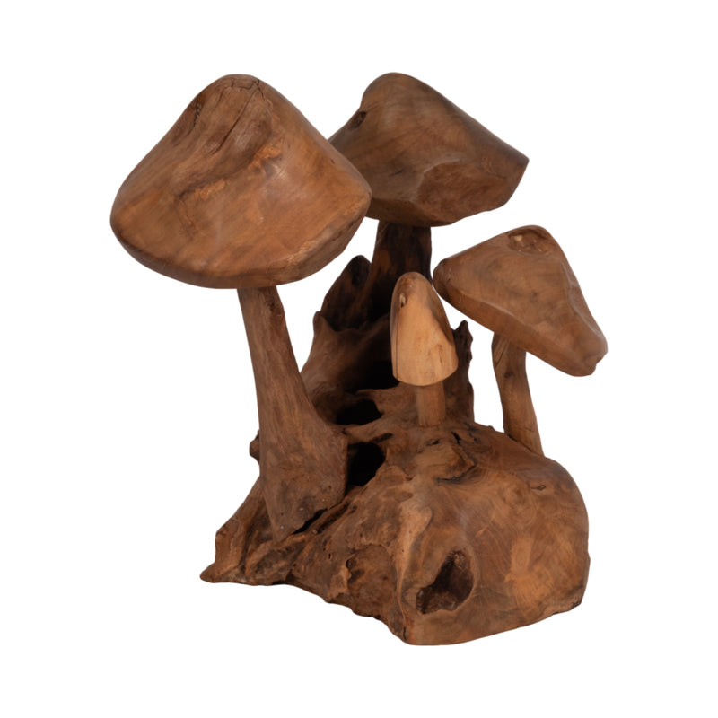 12 Teak Wood Mushroom Cluster, Natural