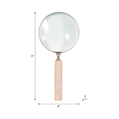 4 Travertine Handle Magnifying Glass, Tan