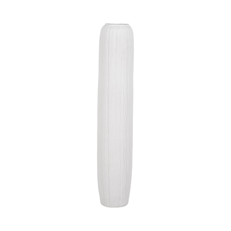 48 Rough Cylinder Floor Vase, White