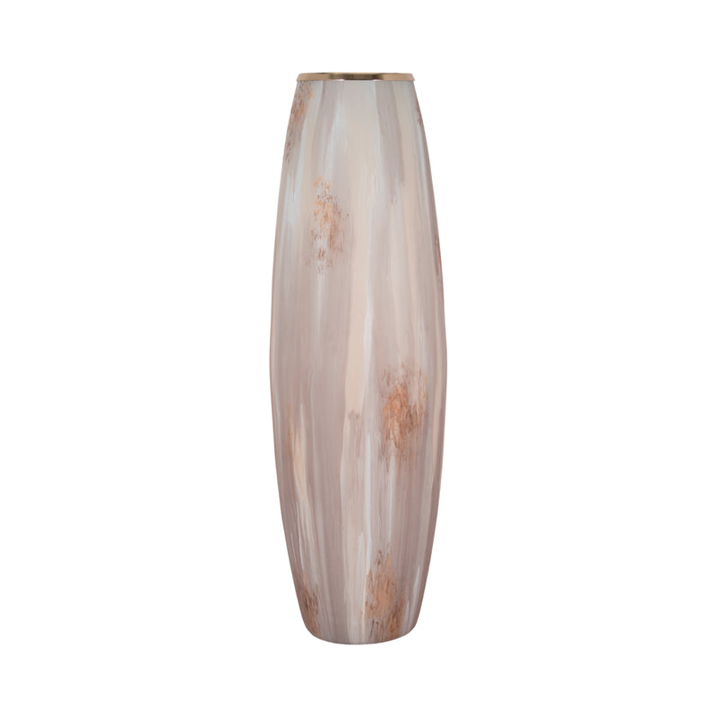 31 Curved Glass Vase Opal Finish, Ivory Multi