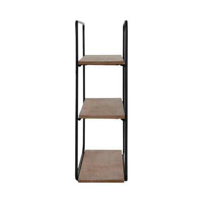 Metal/wood 3 Tier Wall Shelf, Brown/black